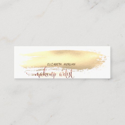 Carte De Visite Mini Brosse d'or moderne, bâton à lèvres, maquillage (Devant)