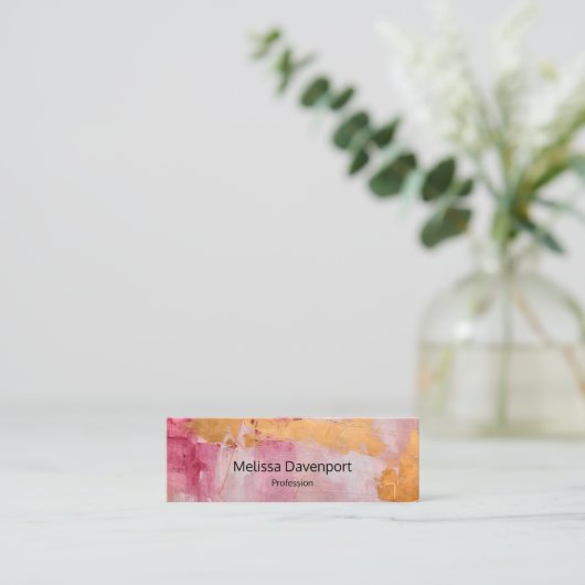 Carte De Visite Mini Brush artistique touche or et rose (Debout devant)