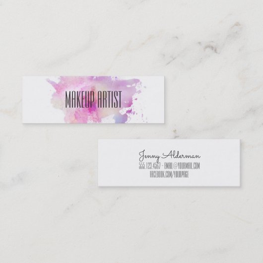 Carte De Visite Mini budget moderne chic de pourpre d'aquarelle de (Devant / Derrière)