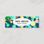 Carte De Visite Mini Bulles Aquarelle Points & Points Cercles Bleu Vert (Devant)