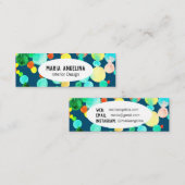 Carte De Visite Mini Bulles Aquarelle Points & Points Cercles Bleu Vert (Devant / Derrière)