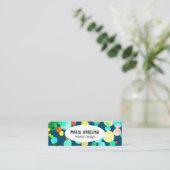 Carte De Visite Mini Bulles Aquarelle Points & Points Cercles Bleu Vert (Debout devant)