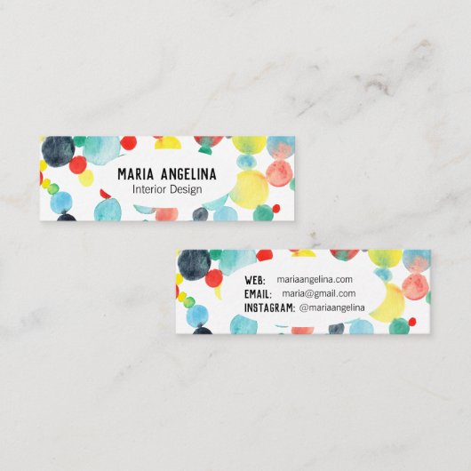 Carte De Visite Mini Bulles Aquarelles Points & Points Cercles (Devant / Derrière)