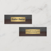 Carte De Visite Mini Cadre métal or | Cuir gris | Texture Brown (Devant / Derrière)