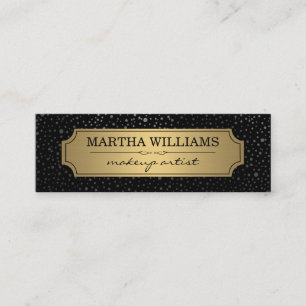 Carte De Visite Mini Cadre Or avec points métalliques Motif Noir