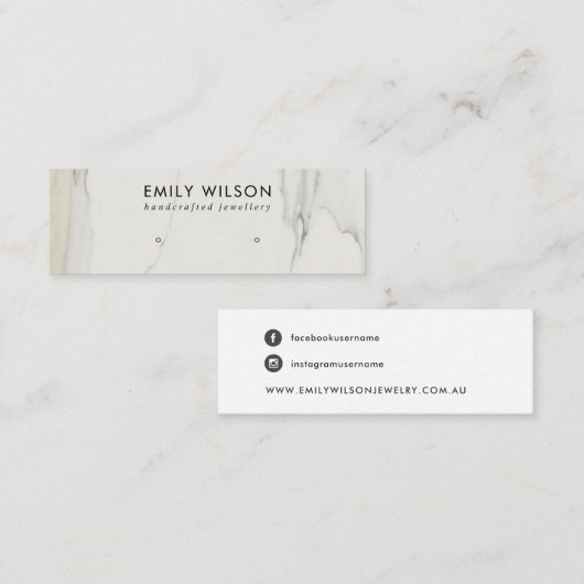 CARTE DE VISITE MINI CALACATTA MARBRE TEXTURE STUD EARRÊT AFFICHAGE (Devant / Derrière)