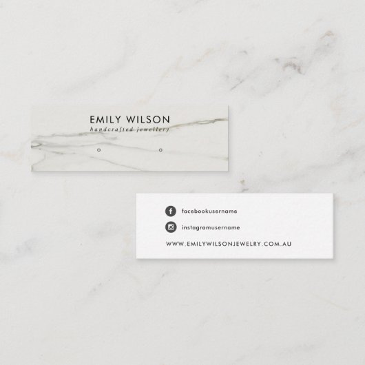 CARTE DE VISITE MINI CALACATTA MARBRE TEXTURE STUD EARRÊT AFFICHAGE (Devant / Derrière)