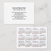 Carte De Visite Mini Calendrier 2024 DIMANCHE Début San Serif Poli (Devant / Derrière)