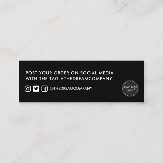 Carte De Visite Mini Calligraphie violette Neon Merci Média Insertion (Dos)