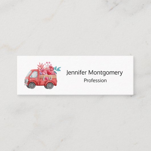 Carte De Visite Mini Camion mignonne d'amour transportant des coeurs et (Devant)