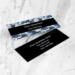 Carte De Visite Mini Camo bleu, Camo d'hiver, Camouflage neige, Militai