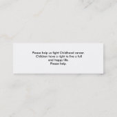 Carte De Visite Mini Cancer d'enfance de combat (Dos)