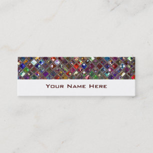 Carte De Visite Mini Carreaux de Glitz Multicolore blanc pâle