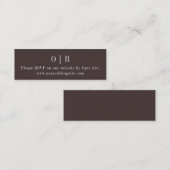 Carte De Visite Mini Carte Mini boîtier Brown Monogram RSVP Website (Devant / Derrière)