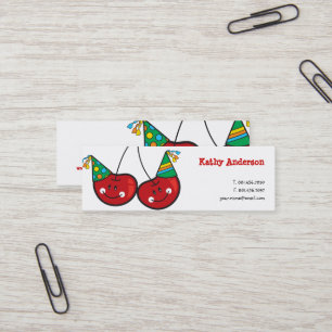 Carte De Visite Mini Cartographier Fun & Red Cheeky Cherries Avec Casqu