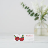 Carte De Visite Mini Cartographier Fun & Red Cheeky Cherries Avec Casqu (Debout devant)