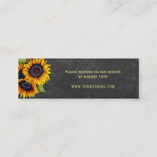 Carte De Visite Mini Chalkboard rustique tournesol site mariage RSVP (Devant)
