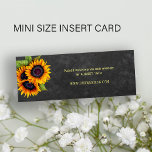 Carte De Visite Mini Chalkboard rustique tournesol site mariage RSVP<br><div class="desc">Simple RSVP rustique insérer mini carte avec un petit bouquet de tournesols sur un arrière - plan de tableau noir gris foncé.                    Personnalisez-le avec votre texte et votre site web !</div>