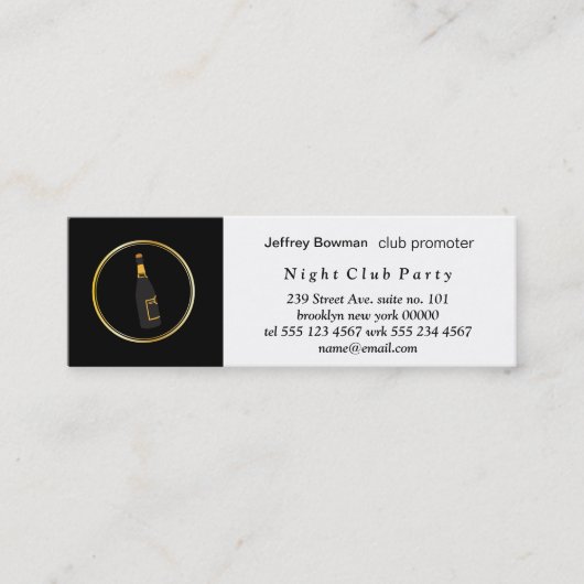 Carte De Visite Mini Champagne Black Gold Ring (Devant)