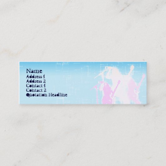 Carte De Visite Mini Chanteur de guitare de paix - maigre (Devant)