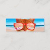 Carte De Visite Mini Chat avec lunettes de soleil sur la plage (Dos)