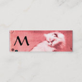 Carte De Visite Mini CHAT BLANC AVEC MONOGRAMME DE PAPILLON NOIR perle (Dos)