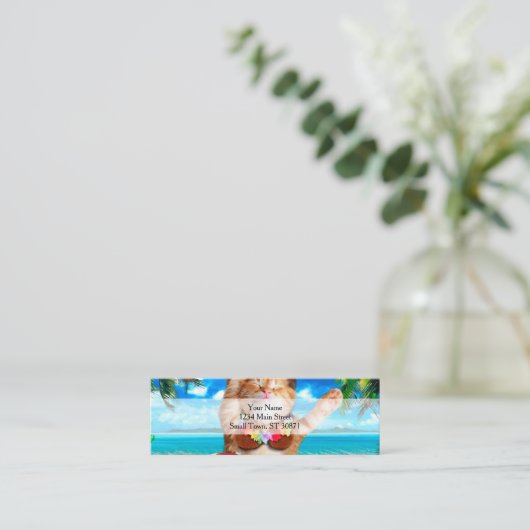 Carte De Visite Mini Chat de danseuse hawaïenne (Debout devant)