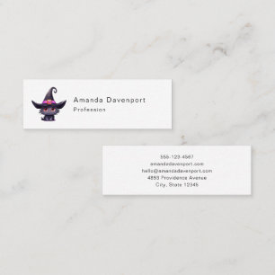 Carte De Visite Mini Chat noir mignon portant un Casquette de sorcière