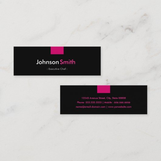 Carte De Visite Mini Chef exécutif - Rose Pink Compact (Devant / Derrière)