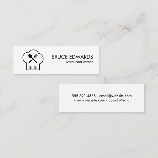 Carte De Visite Mini Chefs Casquette Silverware (Devant / Derrière)