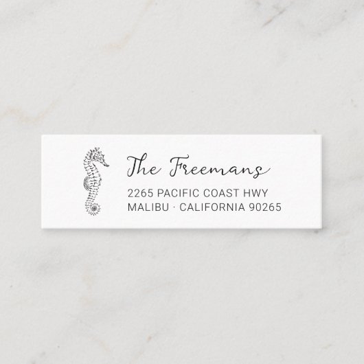 Carte De Visite Mini Cheval de mer à main moderne. (Devant)