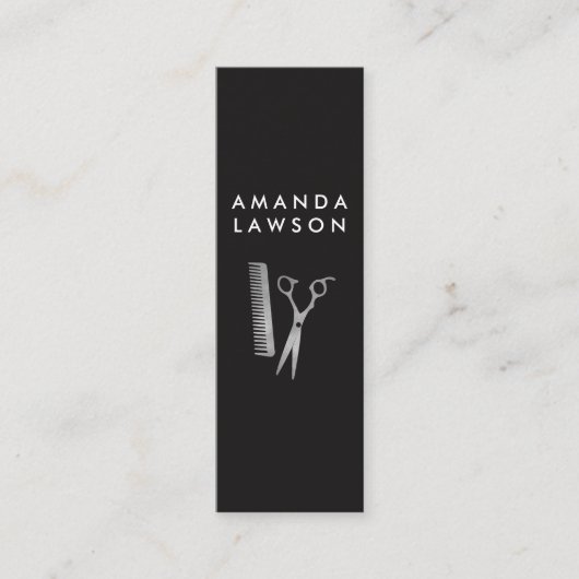 Carte De Visite Mini Cheveux chic chic chic chic et peigne gris (Devant)