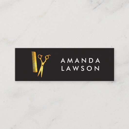 Carte De Visite Mini Cheveux chic chic chic chics et peigne doré (Devant)