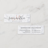 Carte De Visite Mini Cheveux de marbre blancs à la mode élégants (Devant / Derrière)