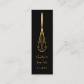 Carte De Visite Mini Chic Black Gold Whisk Pâtisserie Chef (Devant)