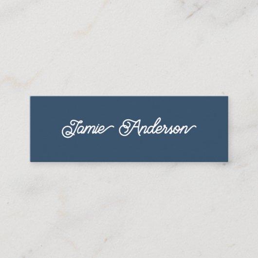 Carte De Visite Mini Chic Blue Modern Script Social Media Influencer (Devant)