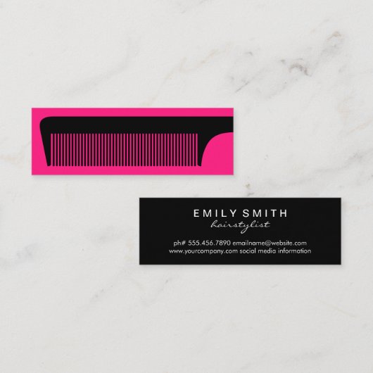 Carte De Visite Mini Chic coiffeur rose chaud (Devant / Derrière)
