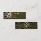 Carte De Visite Mini CHIC DAMASK GEM MONOGRAM gris (Devant / Derrière)