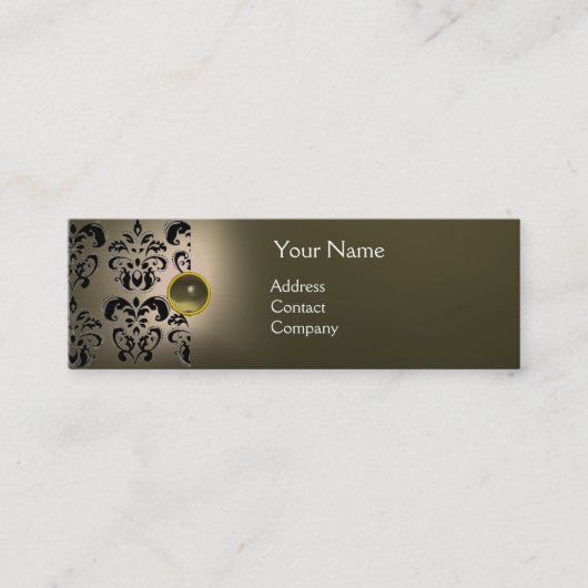 Carte De Visite Mini CHIC DAMASK GEM MONOGRAM gris (Devant)