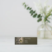 Carte De Visite Mini CHIC DAMASK GEM MONOGRAM gris (Debout devant)