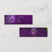 Carte De Visite Mini CHIC DAMASK GEM MONOGRAM violet (Devant / Derrière)