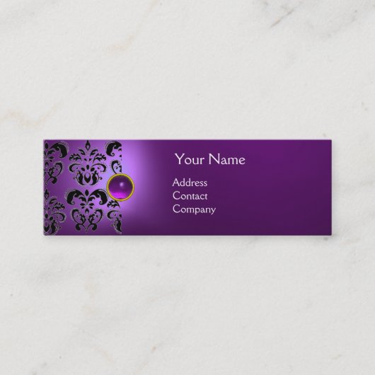 Carte De Visite Mini CHIC DAMASK GEM MONOGRAM violet (Devant)