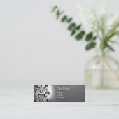 Carte De Visite Mini CHIC DAMASK GEM MONOGRAS blanc (Debout devant)