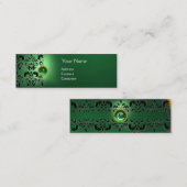 Carte De Visite Mini CHIC DAMASK GEM MONOGRAS vert (Devant / Derrière)