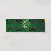 Carte De Visite Mini CHIC DAMASK GEM MONOGRAS vert (Dos)
