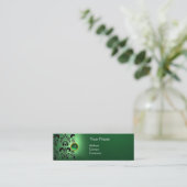Carte De Visite Mini CHIC DAMASK GEM MONOGRAS vert (Debout devant)