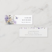 Carte De Visite Mini Chic Lilac Purple Fleur sauvage Papillon Aquarelle (Devant / Derrière)