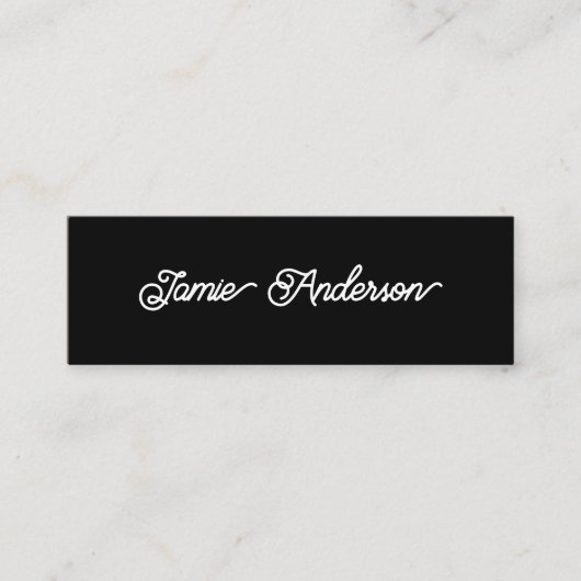 Carte De Visite Mini Chic moderne Black Script Social Media Influencer (Devant)