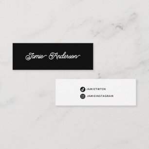 Carte De Visite Mini Chic moderne Black Script Social Media Influencer