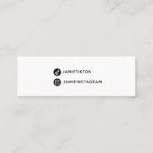 Carte De Visite Mini Chic moderne Black Script Social Media Influencer (Dos)